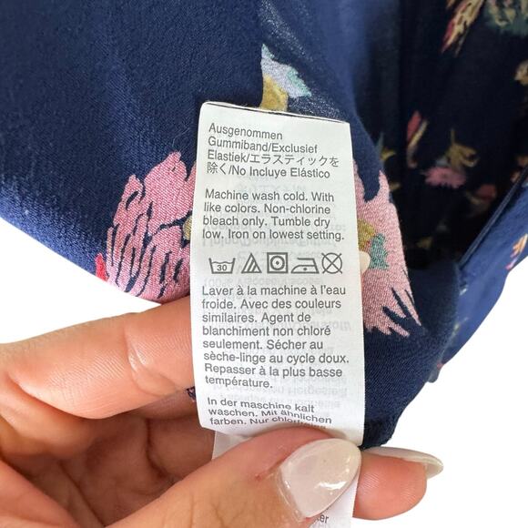 Madewell Plumeria Cutout Navy Bird of Paradise Print Sleeveless Smocked Jumpsuit - Picture 11 of 11